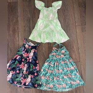 3 girls dresses for spring & summer size 4-6 years green, blue and navy